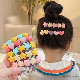 Hair Accessories Children Cute Acrylic Flower Star Heart Hair Comb Hairpins Girls Lovely Sweet Arrange Broken Hair Artefact Kids Hair Accessories