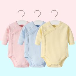 One-Pieces 2pcs/lot Newborn Baby Clothes Rompers Cotton Infant Long Sleeves Autumn Girls Robe Solid Colour Overalls Boys Ropa Bebe Clothing