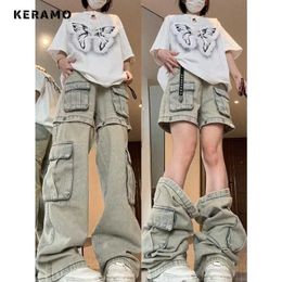 Jeans femminile harajuku vintage alto jeans sciolte tasche patchwork sexy pantaloni sexy womens y2k gamby largo gamby high street style style jeans pantalone 240423