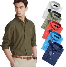 Mens Shirts Polo Long Sleeve Solid Color Slim Fit Casual Business clothing Long-sleeved Dress shirt Oxford cloth83f