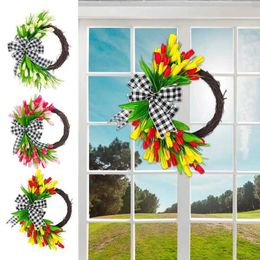 Faux Floral Greenery Artificial tulip weaving eyes capture fake spring tulip weaving Christmas and Easter wreaths four seasons front door decoration T240422