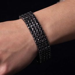 Custom S925 Silver 4mm Lab Diamond Black Tennis Bracelet Set For Men