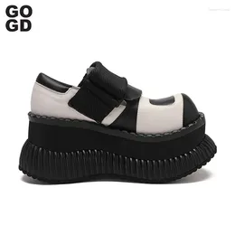 Casual Shoes GOGD Brand Fashion Women's Pumps 2024 Platform Mary Jane Thick Bottom Wedges Gothic Punk Style College Student Loafers