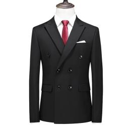 Jackets Classic Black Blazers Jacket Large Size 6XL Men DoubleBreasted Formal Suit Coats Men's Slim Fit Wedding Dress Tops