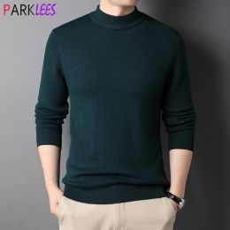 Sweaters Mens Green Mock Turtleneck Sweaters 2023 Aumtumn New Long Sleeve Pullover Sweater Men Basic Designed Undershirt Slim Fit Top 2XL