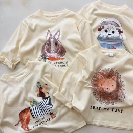 Tees Children Long Sleeve T Shirt Cute Cartoon Animal Print Baby Casual Pullover Boys Long Sleeve Tops Soft Cotton Girls Sweatshirt