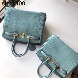 Platinum Handbag 2024 Crocodile Cow Bag Leisure Women's Fashion Atmosphere One Shoulder Crossbody Handbag Handmade Genuine Leather