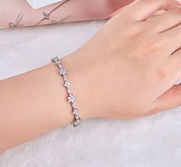 D white stone fancy bangles flower girl 925 sterling silver tennis bracelet