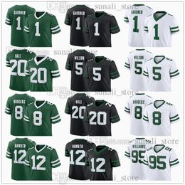 New Looks Jerseys For 2024 Football 5 Garrett Wilson 1 Sauce Gardner 20 Breece Hall 8 Aaron Rodgers 12 Joe Namath 95 Quinnen Williams Men Women Youth Stitched