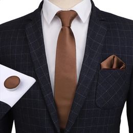 7 CM business blue solid Paisley 100 silk tie cufflink square scarf mens formal wear luxury wedding 240412