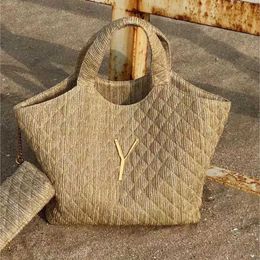 the totes bags designer bag large luxury totes handbags Rhombus Cheque Shoulder Bags Ladies Straw Work Shopping Bag purse wallet 2 Colours J0510