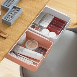 Bins Under Desk Pencil Tray Hidden Drawer Organiser Pullout Selfadhesive Installationfree Office Makeup Stationery Storage Box