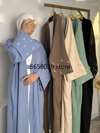 Ethnic Clothing Summer Moon Embroidered Abaya Kimono Dubai Luxury 2024 Islam Muslim Kaftan Modest Dress Kebaya Damen Caftan Abayas For Women