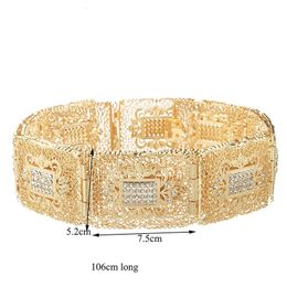 Moroccan Style Caftan Belts Gold Colour Square Shape Long Chain Waist Belts for Bridal Muslim Robe Wedding Jewellery Bojoux 240408