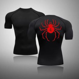 T-Shirts New Men's Compression Shirt ShortSleeved Superhero TShirt QuickDrying Breathable Fitness Top Summer Men Sports TShirt 4XL