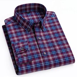 Luxury hight-qulity100%Cotton long-sleeve shirts for men casual plain plaid shirt houndstooth Office clothes items 240423