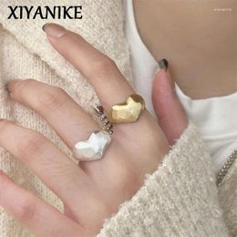 Cluster Rings XIYANIKE Korean Brushed Heart Open Cuff Finger For Women Girl Summer Fashion Jewellery Lady Gift Party Anillos Mujer