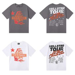 Men's T-shirts American Fashion Brand Hellstar Tour Is This Printed Double Yarn Casual Short Sleeved T-shirt for Men and Women