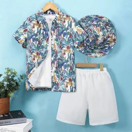 Clothing Sets Kids 3 Pcs Set Teens Boy Clothes Short Sleeve Shirt 8 9 10 11 12 Y Summer Casual Fashion Vintage Children Beach Party Suit