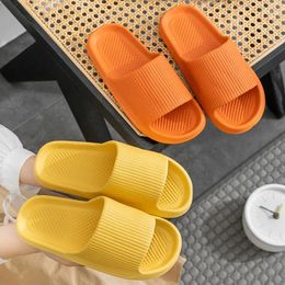 Slippers 2024 Soft Thick Sole Home Non Slip Plain Color Cool Wholesale Vertical Pattern One Word