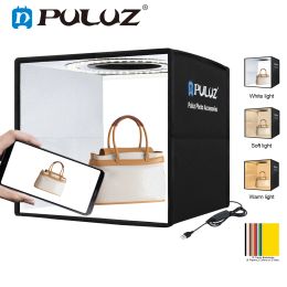 Studio PULUZ 25/40cm LED Ring Dimmable Lightbox 3 light modes Photo Lighting Studio Shooting Tent Box 6 x Dualside Color Backdrops