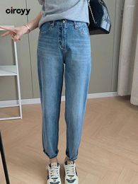 Women's Jeans Circyy High Waisted Women Spring And Autumn 2024 Blue Harem Pants Office Lady Straight Casual Zippers Denim Y2K