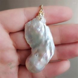 Pendants 29x48mm Natural White Baroque Pearl Necklace 18 Inches Real Chic Classic Hang Cultured Accessories Chain