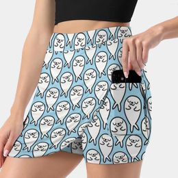 Skirts Cute Seal Pup Repeat Pattern Women's Skirt Aesthetic Fashion Short Water Sea Ocean Adorable
