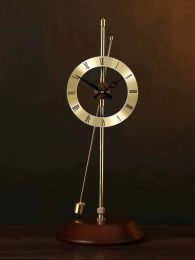 Clocks Desktop Aerodynamic Clock, Invisible Home Decor, Desk Pendulum Clock, Solid Wood, Silent Clock, Decoration Clock