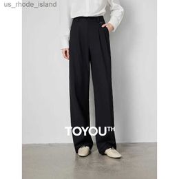 Maternity Bottoms TOYOUTH Women Suit Pants 2024 Spring New Pockets High Waist Straight Wide Leg Streetwear TrouserL2404