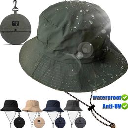 Wide Brim Hats Bucket Hats Quick drying fisherman hat for womens summer outdoor beach Panama hat waterproof camping hiking trip folding Bob bucket Sunhats 240424