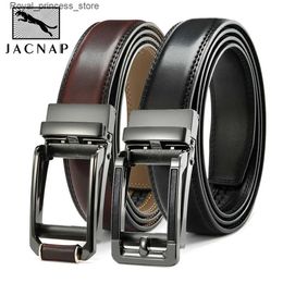 Belts Mens belt automatic adjustable belt metal buckle ratchet leather mens belt denim jeans mens multi-color belt Q240425