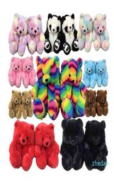 designer Teddy Bear Women Plush Slippers Cartoon Cute Bear House Slipper Indoor ry Faux Slides Woman Shoes Sandals 20219261737