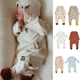 One-Pieces 024M Newborn Kid Baby Boy Girls Clothes Autumn Spring Print Romper Cute Cotton New born Jumpsuit Lovely Stretch Body Outfit