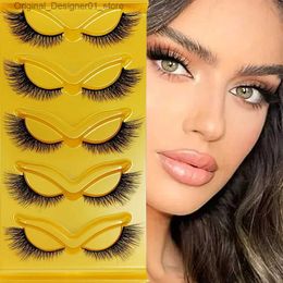 False Eyelashes 5 pairs of cat eye false eyelashes long curly thick fluffy comfortable artificial mink skin false eyelashes Q240425