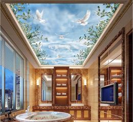 3d ceiling murals wallpaper custom mural Leaves the sky dove 3d wall murals wallpaper for living room wall papers home decor paint7313271