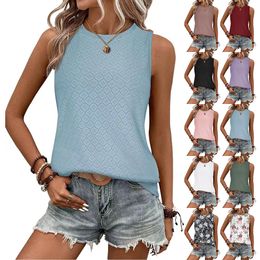 Designer Summer Women's T-shirt ärmlös besättning Hals tryckt Vest T-skjortor toppar snabb torkning av kläder Solid färg andningsbara tees