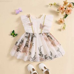 Girl's Dresses Baby Girl Tulle Dress Ruffle Sleeveless Round Neck Floral Embroidery Tutu Dress Toddler Summer Princess birthday Party DressL2404