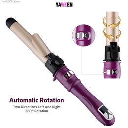 Curling Irons YAWEEN automatic rotating curling hair stick 360 degree temperature display screen used for 30 second instant heating of the scalp prevention Q240425