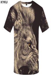 KYKU Lion T shirt Animal Plus Size Design Clothes Tshirt Tshirt Clothing Men Mens Hip hop High Quality Homme8574011