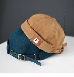 Ball Caps Spring Summer and Autumn Mens Womens Brimless Dome Couples Melon Skin Hat Street Chinese Landlord Hip Hop Fashion H240425