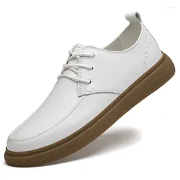 Casual Shoes Genuine Leather Men Soft Cow White Male Footwear Fashion Simple