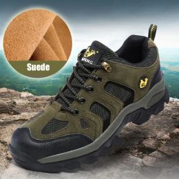 Boots Outdoor Hiking Shoes Men High Quality Leather NonSlip Breathable Sneakers Trekking Mountain Desert Climbing Shoes Big Size3648