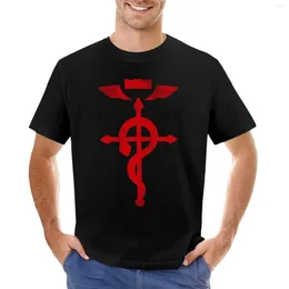 Men's Polos Fullmetal Alchemist Red Logo T-Shirt Vintage Short Sleeve Tee Mens Graphic T-shirts Hip Hop