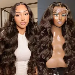 Wigs HD Transparent Lace Body Wave Wig Chocolate Brown 13x4 13x6 Frontal Lace Wig 4x4 Closure Wig Brazilian Human Hair Wigs For Women
