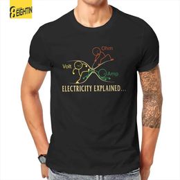 Men's T-Shirts Electricity Explained Stik Science Mens T Shirts Fashion Tees Short Sleeve Round Neck T-Shirts Cotton 4XL 5XL Clothes T240425