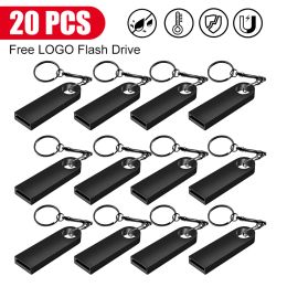 Drives bulk 20pcs Customizable Logo WholesalesUSB Flash Drives USB 2.0 Mini Metal Creative Pendrive 4GB 8GB 16GB 32GB 64GB 128GB Gift