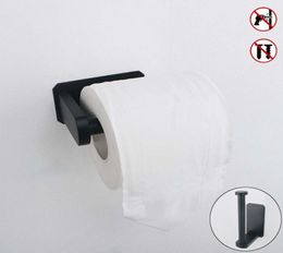 Black Toilet Paper Holder 304 Stainless Steel WC Roll Holders Adhesive Paper Towel Holder Creative for Kitchen Bathroom Hardware Y9173989