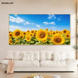 Field Of Sunflowers On Canvas,Modern Print Landscape Poster,Home Decoration Painting,Wall Art Picture Cuadros Unframed