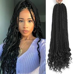 6 Packs Pre Looped Crochet Box Braids Hair With Curly Ends 18 24 30 Inch Goddess Synthetic For Woman 240419